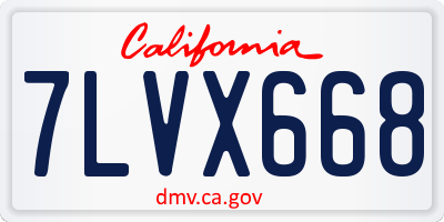 CA license plate 7LVX668