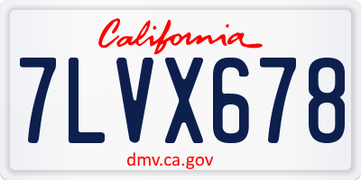 CA license plate 7LVX678