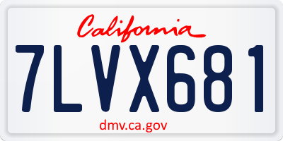 CA license plate 7LVX681