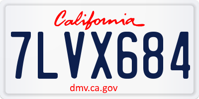 CA license plate 7LVX684
