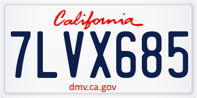 CA license plate 7LVX685