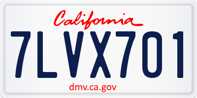 CA license plate 7LVX701