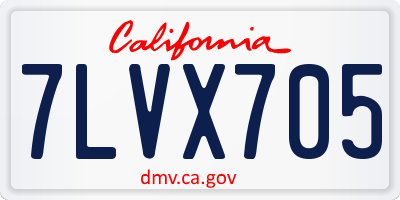 CA license plate 7LVX705