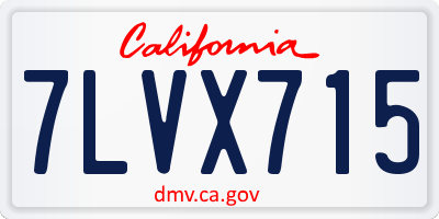 CA license plate 7LVX715
