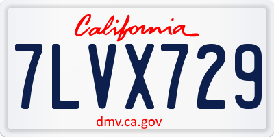 CA license plate 7LVX729