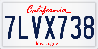 CA license plate 7LVX738