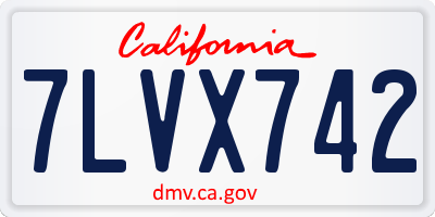 CA license plate 7LVX742