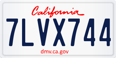 CA license plate 7LVX744