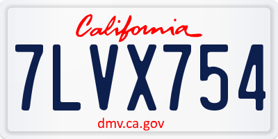 CA license plate 7LVX754