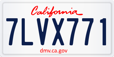CA license plate 7LVX771