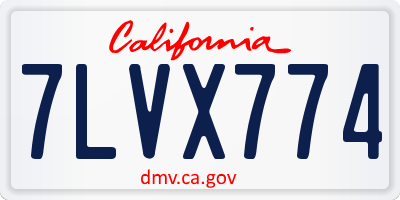 CA license plate 7LVX774