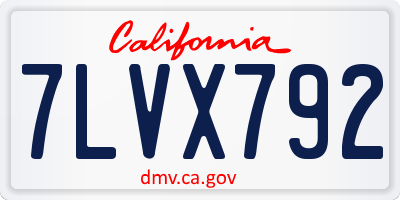 CA license plate 7LVX792