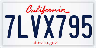 CA license plate 7LVX795