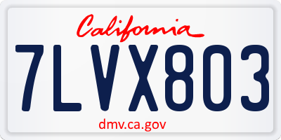 CA license plate 7LVX803