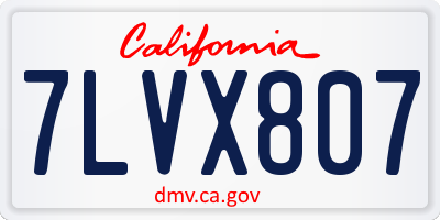 CA license plate 7LVX807