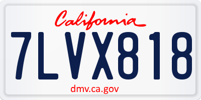 CA license plate 7LVX818