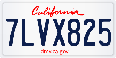CA license plate 7LVX825