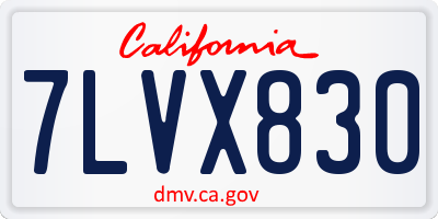 CA license plate 7LVX830