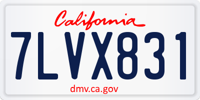 CA license plate 7LVX831