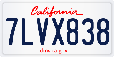 CA license plate 7LVX838