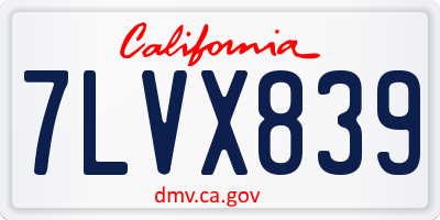 CA license plate 7LVX839