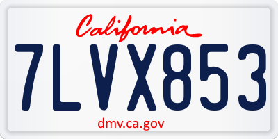 CA license plate 7LVX853