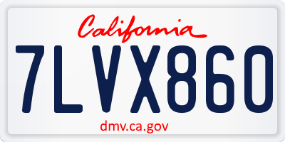 CA license plate 7LVX860