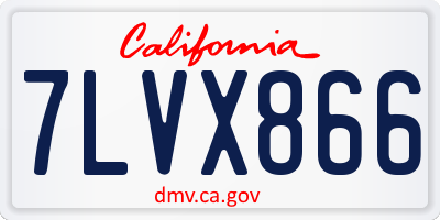 CA license plate 7LVX866