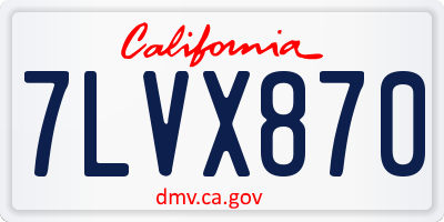 CA license plate 7LVX870