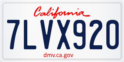 CA license plate 7LVX920
