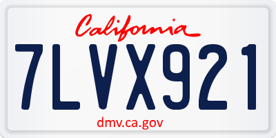 CA license plate 7LVX921