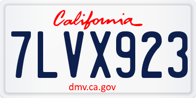 CA license plate 7LVX923