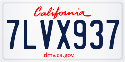 CA license plate 7LVX937