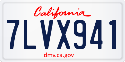 CA license plate 7LVX941