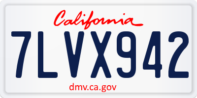 CA license plate 7LVX942