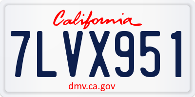 CA license plate 7LVX951