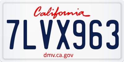 CA license plate 7LVX963