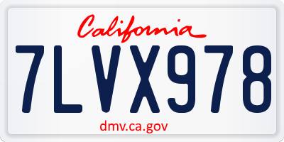 CA license plate 7LVX978