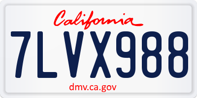 CA license plate 7LVX988