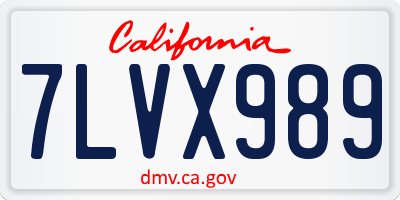 CA license plate 7LVX989