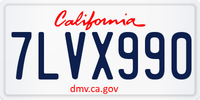 CA license plate 7LVX990