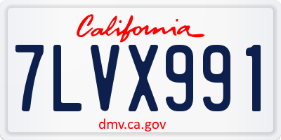 CA license plate 7LVX991