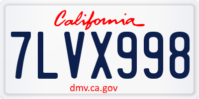 CA license plate 7LVX998