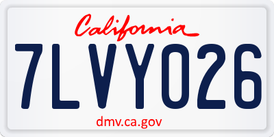 CA license plate 7LVY026