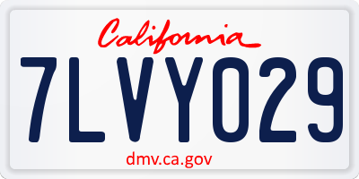 CA license plate 7LVY029