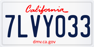 CA license plate 7LVY033
