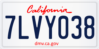 CA license plate 7LVY038