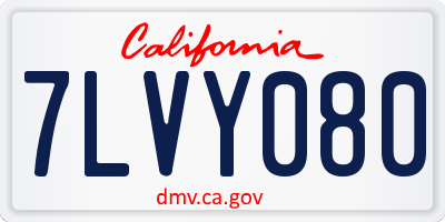 CA license plate 7LVY080