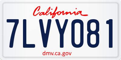 CA license plate 7LVY081