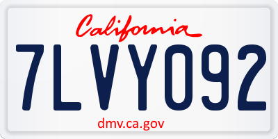 CA license plate 7LVY092
